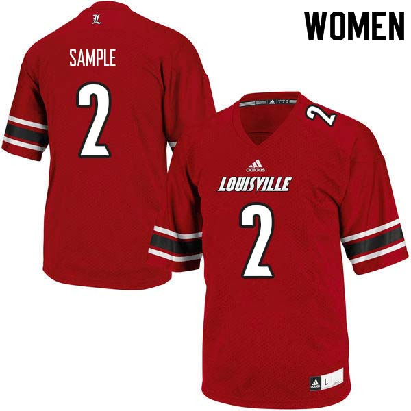 Women Louisville Cardinals #2 James Sample College Football Jerseys Sale-Red